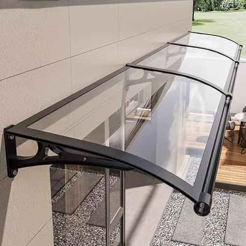 auvent de terrasse,Auvent de Porte et fenêtres,auvent Porte d'entree,Marquise en Polycarbonate Résistante, Contre La Pluie et UV,Porte Toit Marquise Abri Protection - Transparent - 60x60cm/24 x24