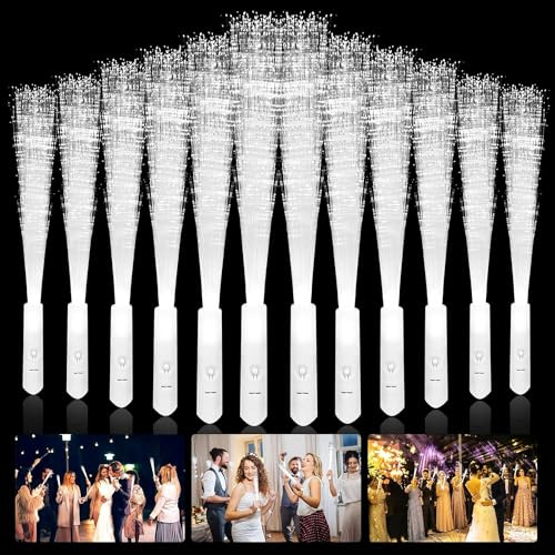 36 Stück LED Lichtwedel Glasfaser Leuchtender Staubwedel Partyzubehör LED Lichtwedel Glasfaser für Hochzeit Party Konzert Event Geburtstag