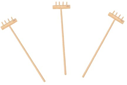 TOYANDONA Kleiner Zen Garten Rechen Bambus 3 Stück 14cm Tisch Gartenwerkzeug 4-zinkig Umweltfreundlich Zubehör Für Achtsamkeits Und Feng Shui Dekoration Zuhause Büro