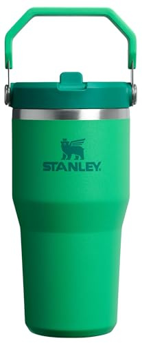 Stanley IceFlow 2.0 - Vaso con popote abatible con asa, 20 onzas, tapa giratoria y popote abatible, botella de agua resistente a fugas, acero inoxidable aislado, sin BPA, pradera