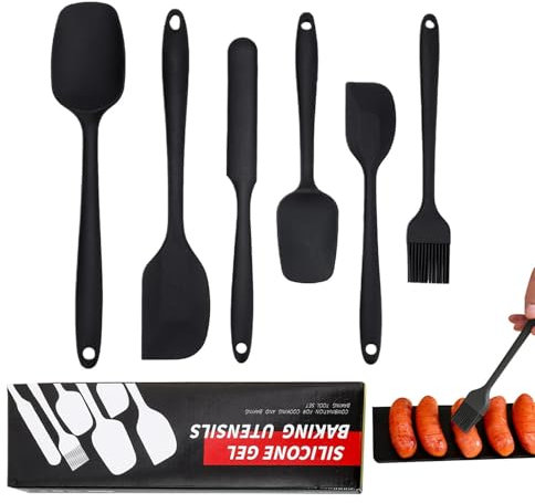 Herramienta raspadora de silicona, espátula de horno de silicona, juego de 6 espátulas de silicona, espátula para tazón resistente al calor, espátulas antiadherentes, raspador de tarros para cocinar,