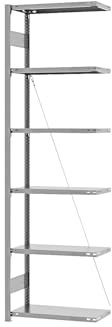 eurokraft | Steckregal | Bauart leicht | einseitig | HxBxT 2500 x 750 x 300 mm | verzinkt | Anbauregal