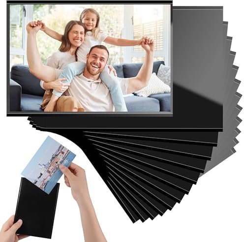 Starvortex 12Pc Magnetic Photo Frames for Fridge, 4x6in Magnetic Picture Frame, Personalised Fridge Magnets Photo, Reusable Magnetic Photo Frames, Photo Magnets for Kids Adult Family Black