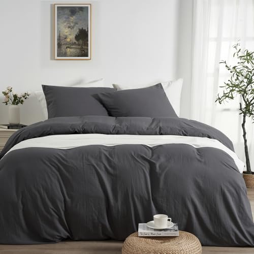 Duvetnova Copripiumino Matrimoniale 240x220 Grigio, Microfibra Prelavata Super Morbida Effetto Cotone, Certificazione OEKO-TEX, 1 Copripiumino 240x220 + 2 Federe 80x80 cm