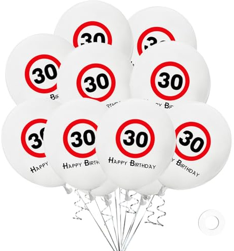 DazzJoy Luftballons 30. Geburtstag Deko,20 Stk Luftballon 30 Geburtstag Deko,30 Happy Birthday Ballon,Deko 30 Geburtstags Frau Mann,Verkehrsschild Luftballons Geburtstage für 30 Jubiläum Party Zubehör