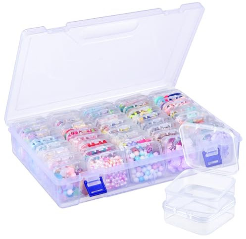 Funtopia 40 Stück Kleine Aufbewahrungsbox,Beads Sortierboxen für Kleinteile,Klarem Kunststoff Mini Aufbewahrungsboxen mit Deckel fur Perlen,Pillen,Schmuck,Bastelartikel&Kleinteile Aufbewahrungsbox