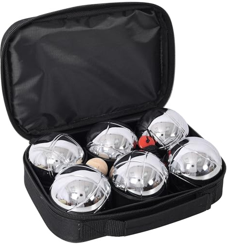 BKNROIHB Boules Set Large Action Game, Outdoor, Beach, Lawn Backyard Family Party Games for Adults - Metal Bocce Ball Set with Carrying Case(Black)