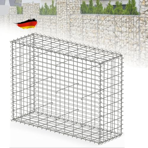 Gabion en acier anti-rouille pour pierre,Clôture décorative,Muret en acier pour un aménagement extérieur stylé (Argenté, L100 x H90 x P30 cm)