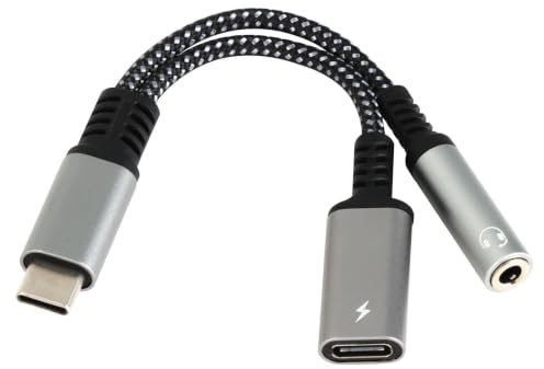 Adaptateur USB C Jack 3.5mm avec Charge Rapide, 2 en 1 Charge Rapide PD 60W et Audio Hi Fi, Puce DAC Smart, Compatible avec 15 Pro Max, Galaxy S24 S23, adaptateur jack 6.35 3.5, adaptateur jack usb c