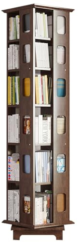 IXMLDAXD Rotation de la bibliothèque, Étagère rotative en Bois Massif à 4/6 étagères Multicouche créative sur Pied Base Plus Large Moins bancale Convient de Nombreuses Occasions