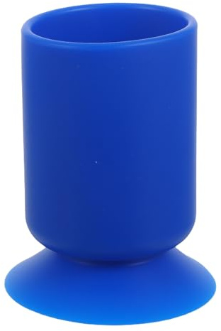 POPETPOP Porte-pinceaux Bleu de Maquillage Ventouse Ronde Stable en Silicone Protection Amortissante, pour Petits Accessoires Espaces Restreints