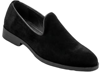 SIRRI pojkar sammet loafers slip on skor svart slips bröllop bal fest formella skor, Svart, 31 EU