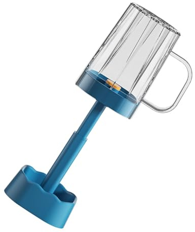 Rcniso Tazza per il Risciacquo Coperta con Manico e Coperchio Facile Igiene Orale a Casa e in Viaggio - Portaspazzolino Multifunzionale in Plastica Resistente (Blu)