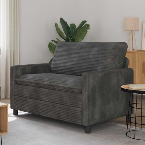Augerqir Sofá gris oscuro de poliéster 126 x 81 x 87,5 cm, sofá de dos plazas con funda extraíble, marco de metal, muebles de salón moderno, cómodo conjunto de tapicería con cojines suaves