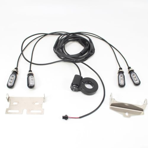 Belnotelt Electric Bike 12V Headlight And Brake Light Kit With Front Rear Turn Signals, IP65 Waterproof ABS PC Housing, For Motorcycle E-Bike Scooter Bicycle, Black