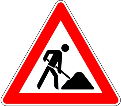 LEMAX® Verkehrszeichen - Baustelle (Arbeitsstelle), Zeichen 123 Alu 2 mm, RA1 weiß 63