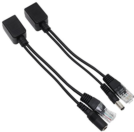 HSEAMALL 1 Paar Passive Power Over Ethernet RJ45 PoE Adapter Injektor + Splitter Kit 5 v 12 v 24 v 48 v Schwarz (Schwarz) (schwarz)
