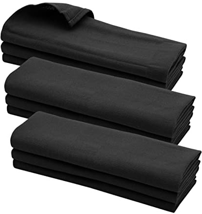 Daloual 9X Geschirrtuch, Küchentuch 70x50 cm, Putztuch, Poliertuch aus 100% Baumwolle schwarz
