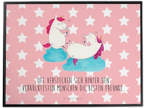 Mr. & Mrs. Panda Schreibunterlage Einhorn Sekt - Geschenk, Beste, schreibtischunterlage, tischmatte, Party, Unicorn, Einhörner, Freundin, schreibauflage, schreibtischunterlagen, schreibtischauflagen