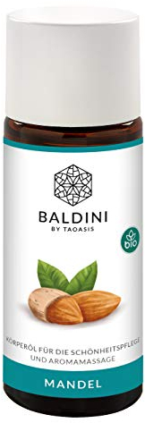 Baldini Mandelöl BIO, Mandel Massageöl, Bio Basisöl Mandel, Massageöl Bio, 100% naturreines Mandel Öl, kaltgepresst, zum Massieren, 50ml