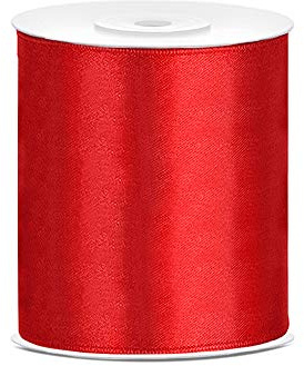 DaLoKu Satinband 6/12/25/38/50/100mm x 25m Geschenkband Schleifenband, Größe: 100mm x 25m, Farbe: Rot