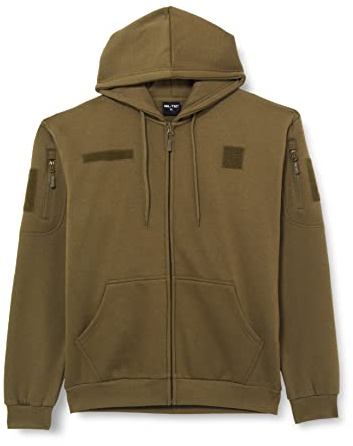 Mil-Tec Taktische Kapuzenjacke Herren • Atmungsaktive & warme Sweatjacke mit Kapuze, Patch-Flächen & Armtaschen • Fleece‑gefütterte Sweatshirt Jacke • Übergangsjacke