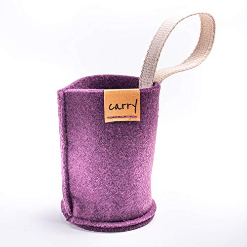 Carry Sleeve Schutzhülle für Glasflasche 0,4l | Hergestellt aus reycelten PET-Flaschen | Waschbar | Mit praktischer Trageschlaufe | Handgenäht in Deutschland | Vegan (Mauve)