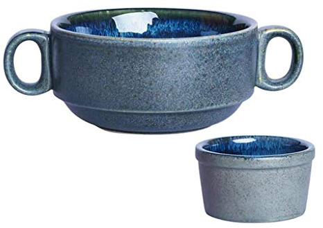 Sywlwxkq Tazón de Sopa con 2 Asas, tazones de Sopa, 2 Piezas, Apto para microondas, Apto para microondas, Apto para microondas, Taza, Taza en China, Porcelana, cerámica, Retro, Vintage, para pudín, b