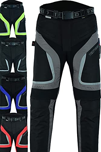 Texpeed Motorradhose Mit Protektoren Herren - Textil Wasserdicht Motorroller Motorrad Bikerin Mit Schutz Rüstung (EN 1621-1) Grau - 4XL Taille/Kurz Bein
