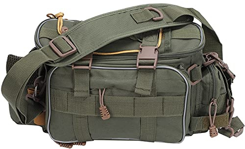 VGEBY Angeltasche Nylon Tragbare Angelwerkzeugtaschen Angeltaschen wasserdichte Angeltaschen mit Großer Kapazität für die Aufbewahrung von Angelwerkzeugen(Armeegrün)