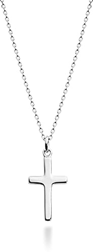 Miabella Italian 925 Sterling Silver or 18K Gold Plated Small Cross Pendant Necklace for Women on 18 Inch Chain, Made in Italy (sterling silver)
