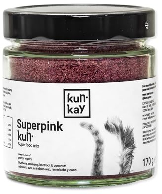 KUNKAY Superpinkkun Perros y Gatos - 170 g | Suplemento Natural Que Ayuda a Tratar Las infecciones recurrentes del tracto urinario Inferior (arándanos Azules, arándanos Rojos, Remolacha y Coco)