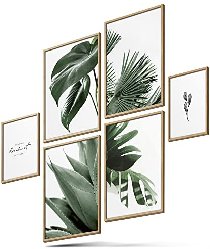 BLCKART Monstera Poster Set – Grüne Pflanzen, Palmen & Agaven Wandbilder für Wohnzimmer & Schlafzimmer (4x A3 | 2x A4 | ohne Rahmen | 6er Set)
