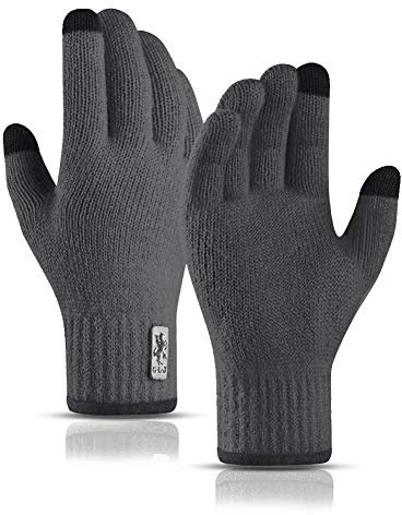 JUNRUI Winter Handschuhe Touchscreen Warme Strickhandschuhe Arbeiten Freien Camping Wandern Laufen Radfahren Fahren für Herren und Damen Grau
