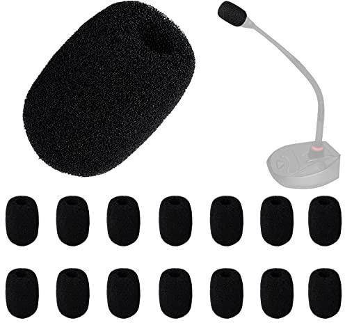 LUTER 15pcs Mini Foam Microphone Windscreens, High Density Foam Mic Covers for Headset Protection for Lavalier Microphones (Black)