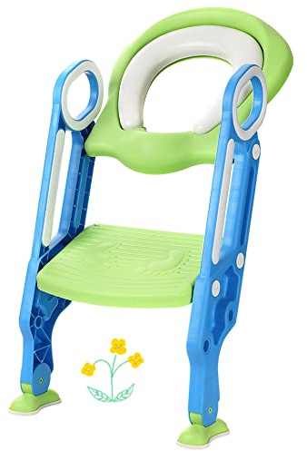Toilettensitz für Kinder, verstellbar und faltbar, Toilettensitz für Babys mit Stufen, Toilettentrainer für Kinder mit Leiter, hochwertige Materialien, für Toilettenhöhe 38 – 42 cm