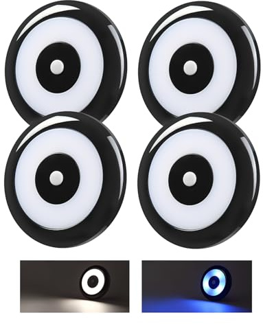 acegoo 12V LED Lampen Wohnmobil Deckenleuchte Zwei Farbe (5000K/Blaues Nachtlicht) mit Dimmschalter für Boot Yacht Wohnwagen Camper, PC-Material Dimmbar Aufbauleuchte 4Pcs Schwarz Innenbeleuchtung