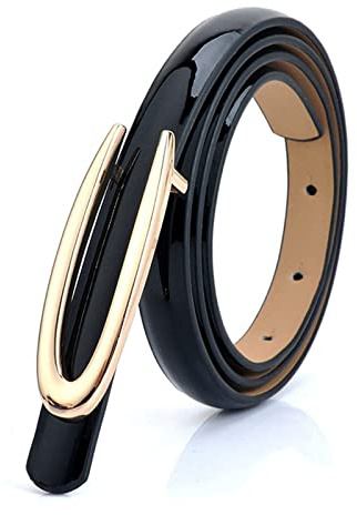 LEBINA Gürtel Damen Lackleder Metallgürtel Bekleidungszubehör
