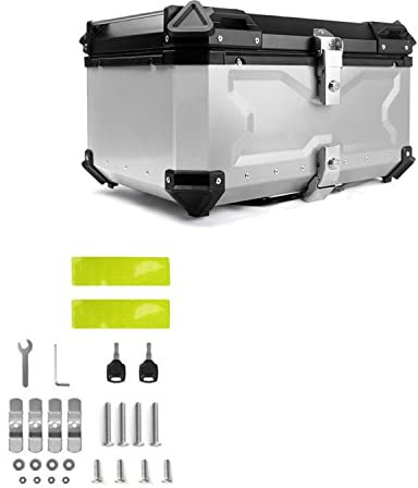 JUNNIU 28 l, 55 l, 65 l, 80 l, 100 l, Motorrad-Topcase, Top-Box für Fahrrad-Kofferraum mit Schloss, Heckbox-Montage/Schwarz/D-55L Decoration
