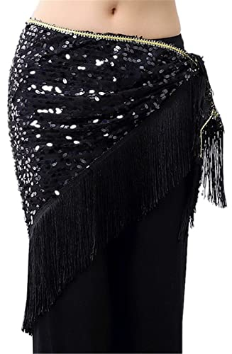 QUNINE Bauchtanz-Gürtel für Damen, Hüfttuch, Bauchtanz-Kleidung, Dreiecksgürtel, Bauchtanz-Hüfttuch (schwarz, Einheitsgröße)