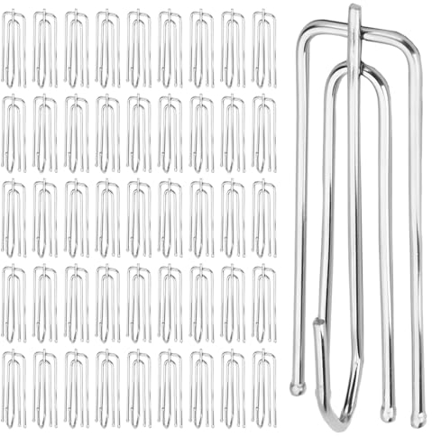 EXIN DEHCEN 45 Unidades Ganchos Plisados Cortinas riel para Cortinas, Ganchos de Cortina Pliegues Metal para Cortina Cortinas, Acero Inoxidable 4 Puntas Pinch Gancho Plisado Clip para Cortinas