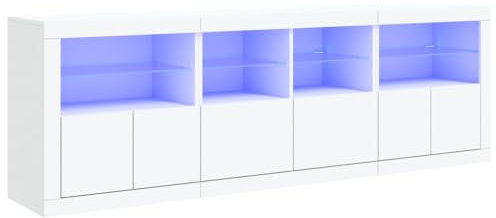 vidaXL Buffet avec lumières LED Blanc 202x37x67 cm