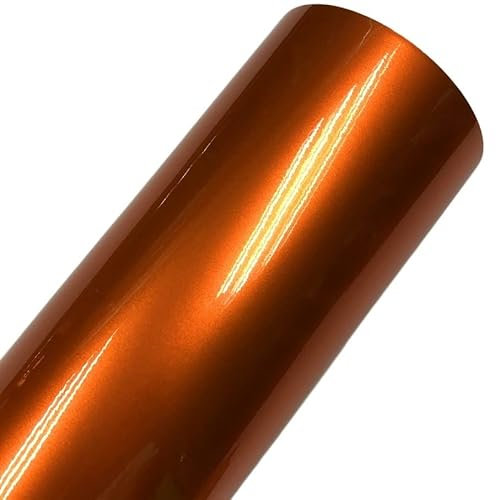 Autofolie Gloss Metallic Gunmetal Vinyl Wrap Candy Glossy Grey Car Film Aufkleber mit Luftblase Auto Motorradmotorradverpackung Abdeckungsfolie Auto Folie (Color : Orange, Size : 50CM X 500CM)