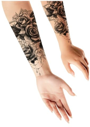 Horror-Shop Temporäres Rosen Mandala Tattoo zum Aufkleben für den Unterarm