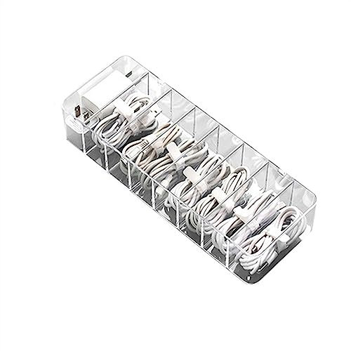 Kabelmanagement Multifunktionale Headset-Daten-Ladekabel-Aufbewahrungsbox, transparenter Kunststoff-Datenleitungs-Aufbewahrungsbehälter for Schreibtisch-Briefpapier Kabelbox ( Color : 8 grid storage b