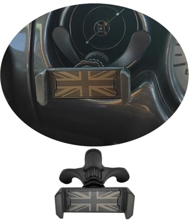 MINI R50 R52 R53 Union Jack Handyhalterung Auto, 360 Grad Vent KFZ Halterung für Mini Cooper One/S/JCW R50 R52 R53 2002-2006(Union Jack Schwarz)