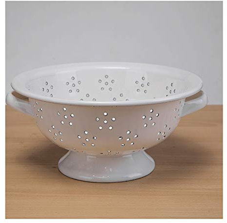 YOtat Cesta De Frutas Frutero Blanco con Rejillas De Ventilación, Frutero Decorativo Esmaltado, Elegante Plato De Frutas Reutilizable Similar A China
