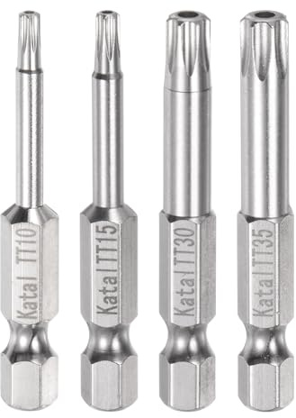 QUARKZMAN TT10-TT35 Stern 7-Punkt Schraubendreher Bit Set 4 Stück | 1/4 Sechskantschaft 50mm Länge Magnetischer Sicherheits-Torx Bitsatz Power Tool für Elektroschrauber Akkuschrauber
