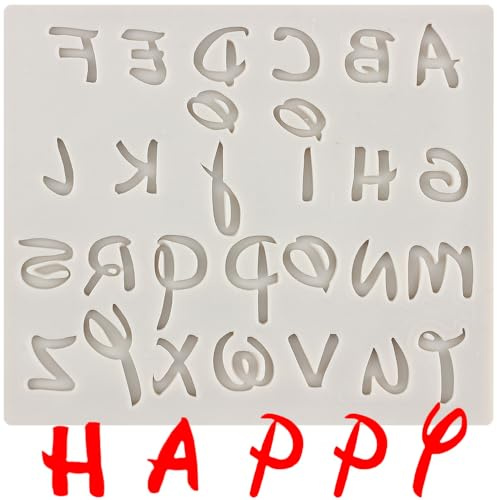 MINFEIDMS Stampi in silicone a forma di lettere dell'alfabeto, stampo per fondente, lettere minuscole, cioccolato, per decorare torte e cupcake, pasta di gomma, caramelle e argilla polimerica