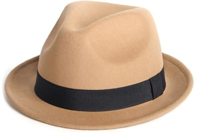 Zylioo M Felt Trilby Fedora Hats,Small Size Felt Hats,Warm Jazz Cap,Unisex Short Brim Panama Hat with Ribbon